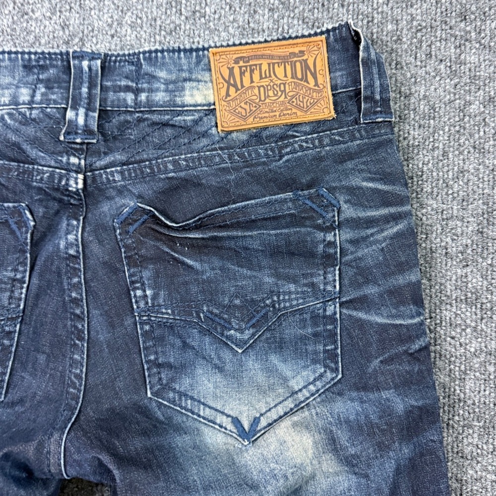 Affliction Raquel Moto Jeans Womens 28 Blue Distressed Ribbed Ankle Zip 111SK084 - Picture 8 of 15